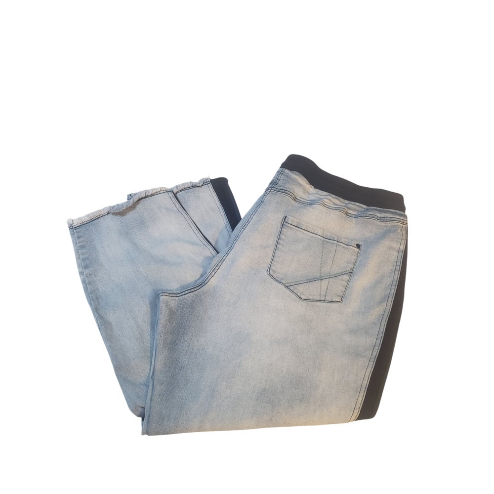 Ulla Popken Womens Boyfriend Jeans Size 26 Blue Denim Drawstring High Rise